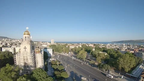 Flight over Varna Cathedral Stock Footage 159969573