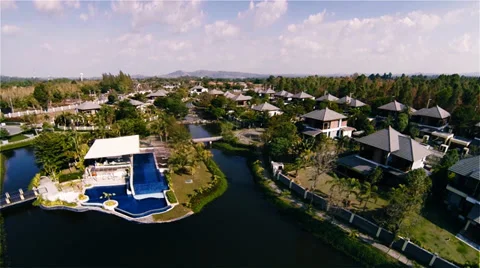 Flight over the Vilage Stock Footage 38043298