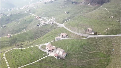 Flight over Vineyards in Italy in Spring Stock Footage