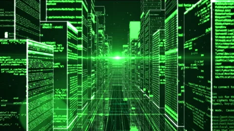 Flight over virtual computer space. Video stock 86660666