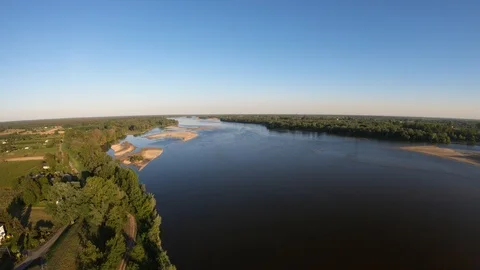 Flight over the Vistula river in poland Stockbeeldmateriaal 89453666