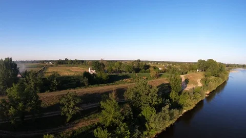 Flight over the Vistula river in poland Stock Footage 89453933