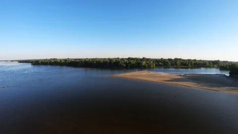 Flight over the Vistula river in poland in sunny day Stock Footage 89453936