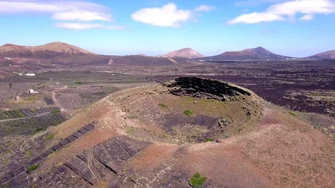 Flight over volcano Flyover by Aerial Drone Stock Footage 90251264