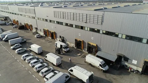 Flight Over Warehouse Storage Buildings. Industrial Area Village. Stock Footage 115273206