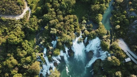 Flight over waterfall Stock Footage 321361487