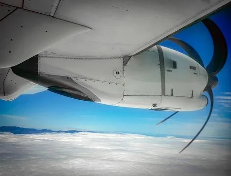 Flight over white clouds with blue sky over Canary Islands Foto stock
