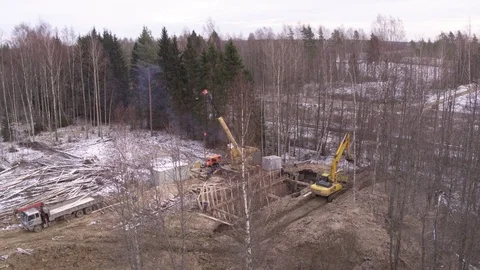 Flight over winter construction Video stock 123769418