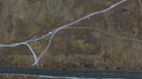 Flight over the winter field Stock Footage 87422103