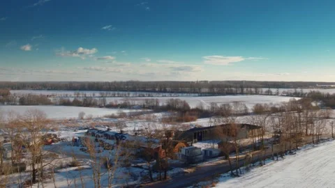 Flight over winter fields and forests in the suburbs of St. Petersburg 50 Stock Footage 136060175