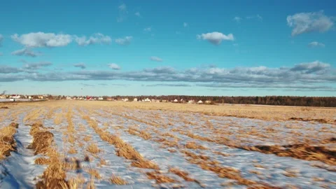 Flight over winter fields and forests in the suburbs of St. Petersburg 34 Stock Footage 136060517