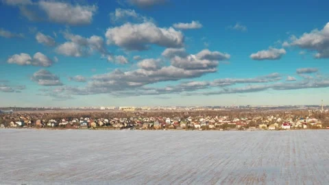 Flight over winter fields and forests in the suburbs of St. Petersburg 39 Stock Footage 136060854