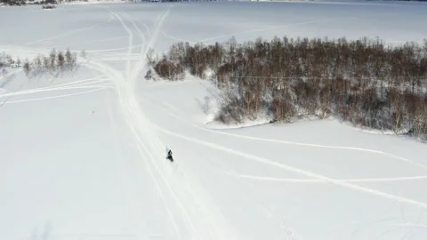 Flight over winter forest at Swedish Norwegian border. Beautiful snow landscape Stock Footage 135766707