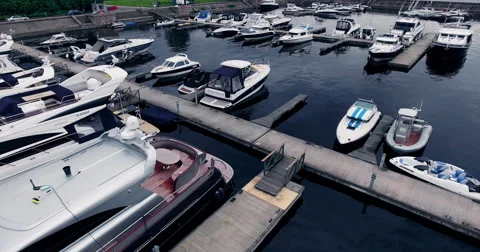 Flight over the yachts Stock Footage 63977573