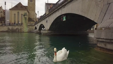 Flight over zurich bridge Stock Footage 109155760