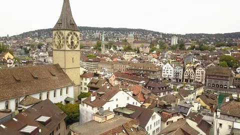 Flight over Zurich tower carousel Vídeo Stock 109158524