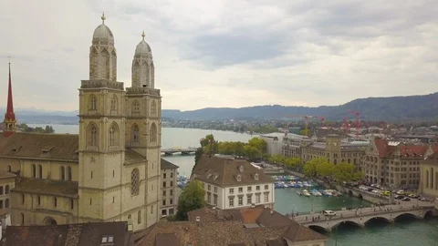 Flight over zurich tower Stock Footage 109155642