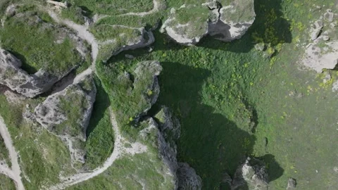 Flight with overhead view of Oreja Castle-Toledo Spain Stock Footage 277729441