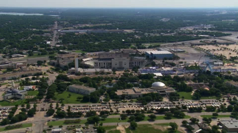 Flight past Cotton Bowl stadium in Dallas, Texas Stock Footage 59461384