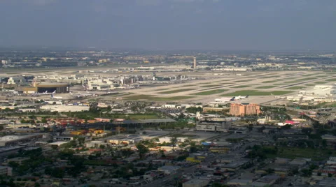 Flight past Miami International Airport. Shot in 2007. Stock Footage 59517085