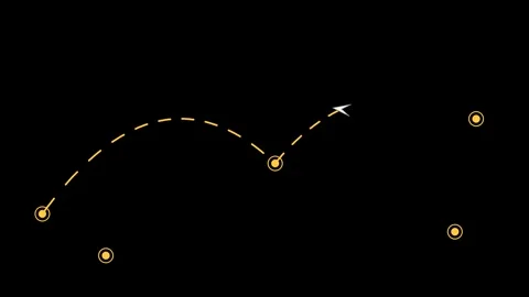 Flight path arcs with airplane on black background overlay 4K 库存影片 337062479
