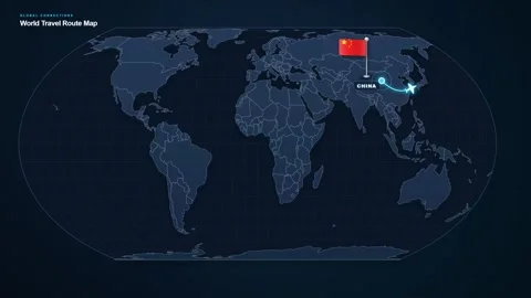 Flight Path Between China And Japan Stock Footage 345276572