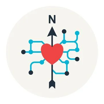 Flight Path Compass Heart Stock Illustration