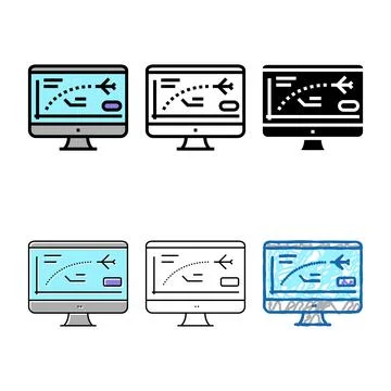 Flight path computer simulator color forms icon vector Illustrazione stock