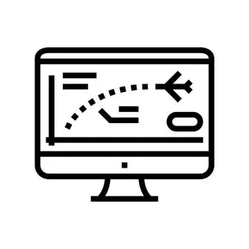 Flight path computer simulator line icon vector illustration Stock Illustration