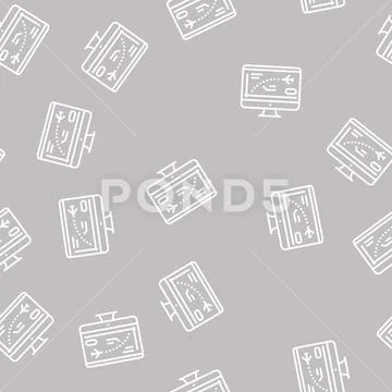 Flight path computer simulator line seamless pattern Stock Illustration