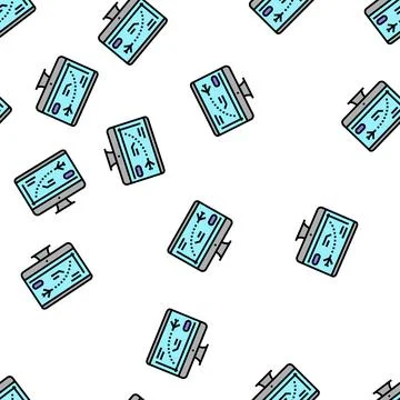 Flight path computer simulator vector seamless pattern Stock Illustration