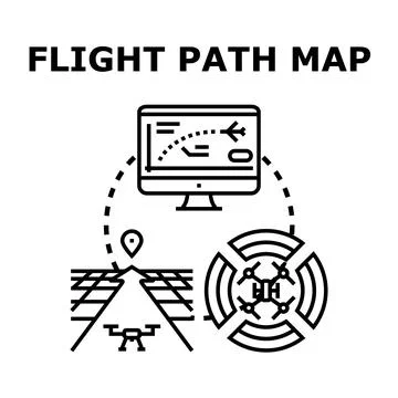 Flight path map planning drone navigation operations Illustration