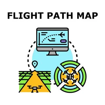 Flight path map planning drone navigation operations Stock Illustration
