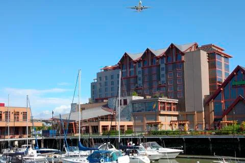 A flight path over river rock casino. Stock Photos