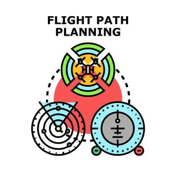 Flight path planning drone navigation system concept Stock Illustration
