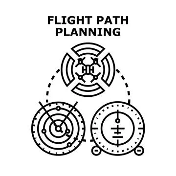Flight path planning drone navigation system concept Stock Illustration