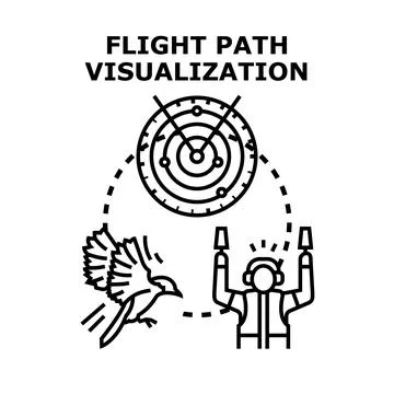 Flight path visualization navigating air traffic control and wildlife Illustration