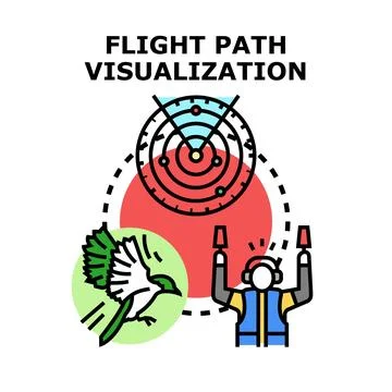 Flight path visualization navigating air traffic control and wildlife Иллюстрация