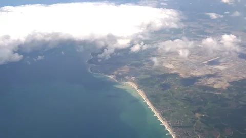 Flight of the plane over the coastline Stock Footage 102904991