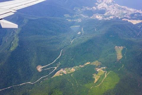 Flight by plane. Stock Photos