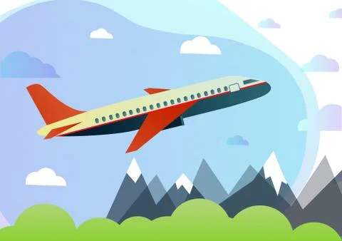 Flight of the plane in the sky. Passenger planes, airplane, aircraft, flight Stock Illustration