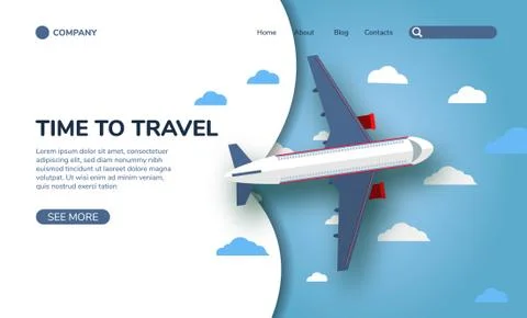Flight of the plane in the sky. Passenger planes, airplane, aircraft, flight Stock Illustration