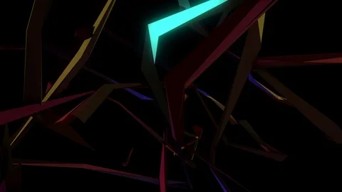 Flight Into Polygonal Neon Lights Stock Footage 72611036