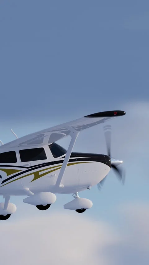 Flight on a private single engine plane Stockbeeldmateriaal 328394457