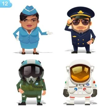 Flight professions set Stock Illustration