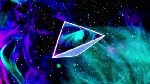 The flight of the pyramid in an abstract nebula. VJ Loop Stock Footage 203010590