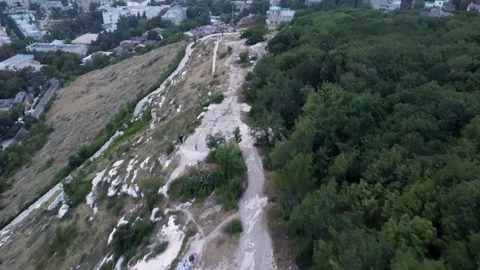 Flight on a quadcopter over the mountain at sunset in Pyatigorsk. Stock Footage 158818010