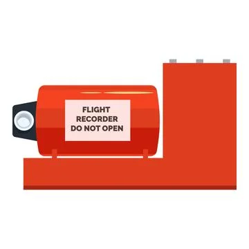 Flight recorder showing do not open sign resting on platform Stock Illustration