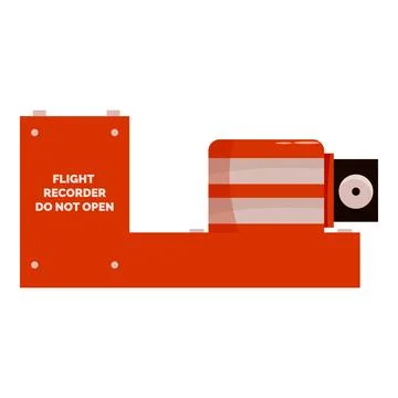 Flight recorder showing do not open warning sign Stock Illustration