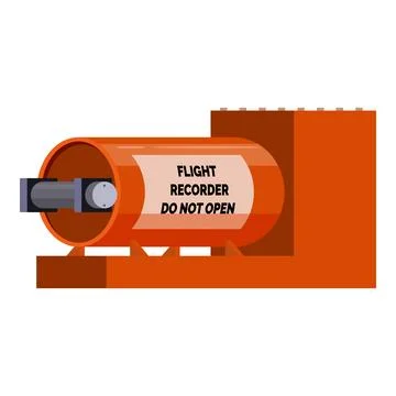 Flight recorder showing do not open sign laying on platform Stock Illustration